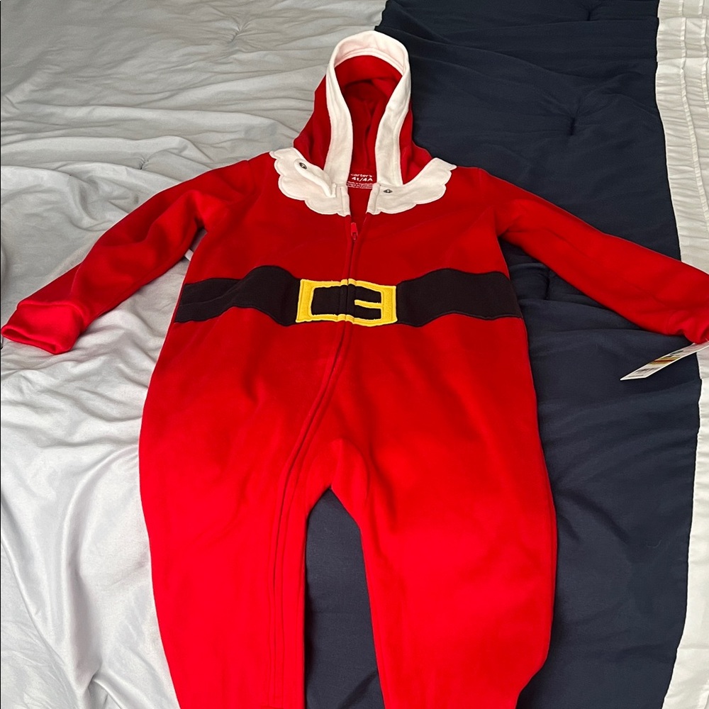 Carter's Red Santa Belt Hooded One-Piece Pajama